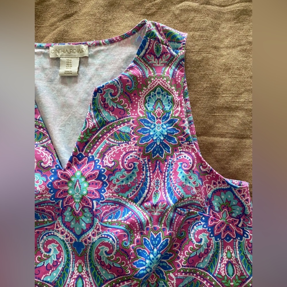 Cynthia Rowley Dress Women Size 8 Multicolor Paisley Print Sleeveless